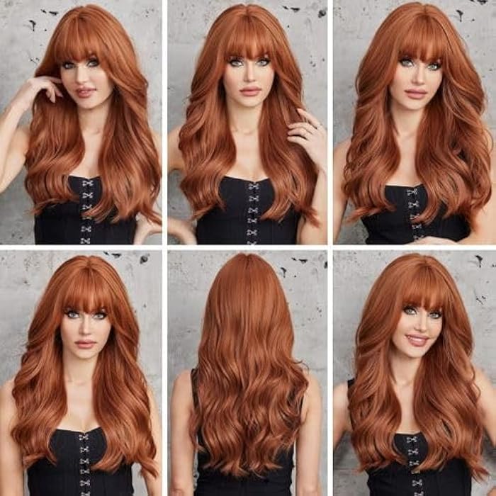 DILLARDS Orange Long Wavy Synthetic Hair Wig Heat Fiber Hair - Image 2
